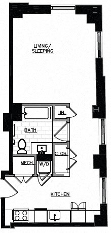 Floor plan for studio, 545 sqft